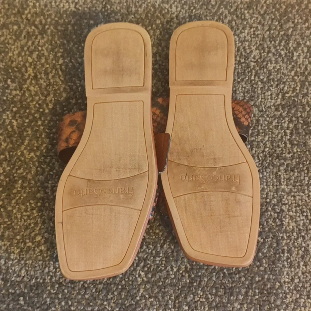 Franco Sarto Merris Cognac faux snake skin sandals size 6